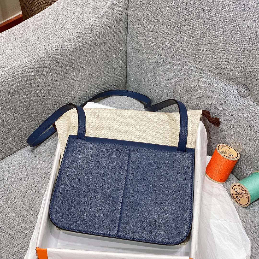 에르메스 미니 할잔백 사파이어블루 은장 스위프트